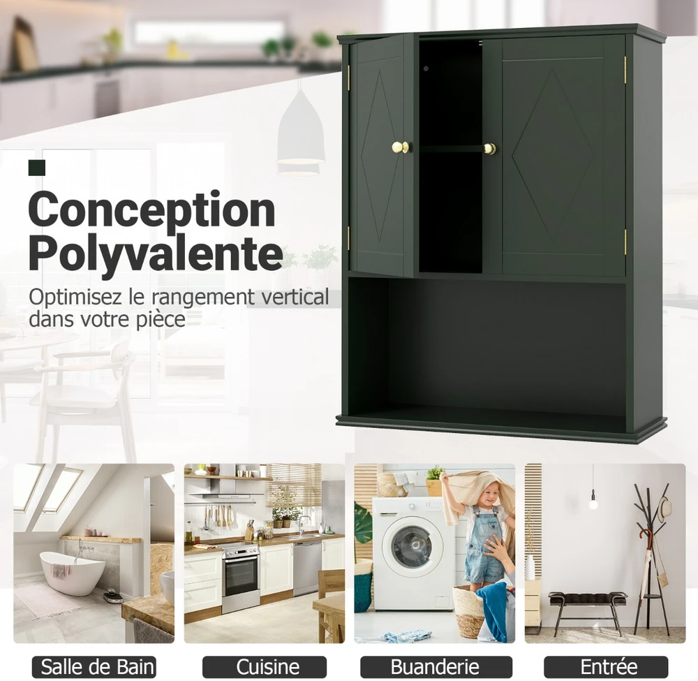 Promotions Vonios kambario sieninė spintelė 60x21x75 cm žalia, laikymo organizatorius