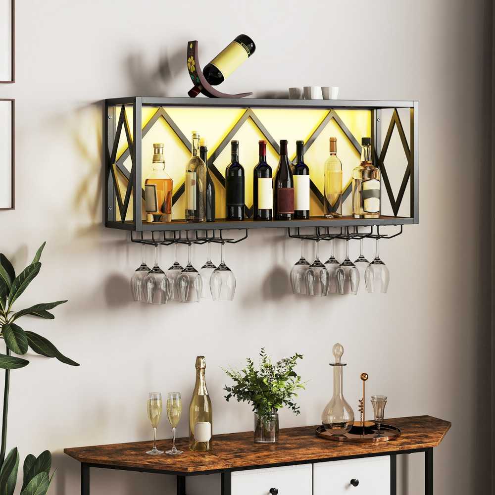 Promotions Sieninis vyno lentyna, 51x26,5x60 cm, ruda