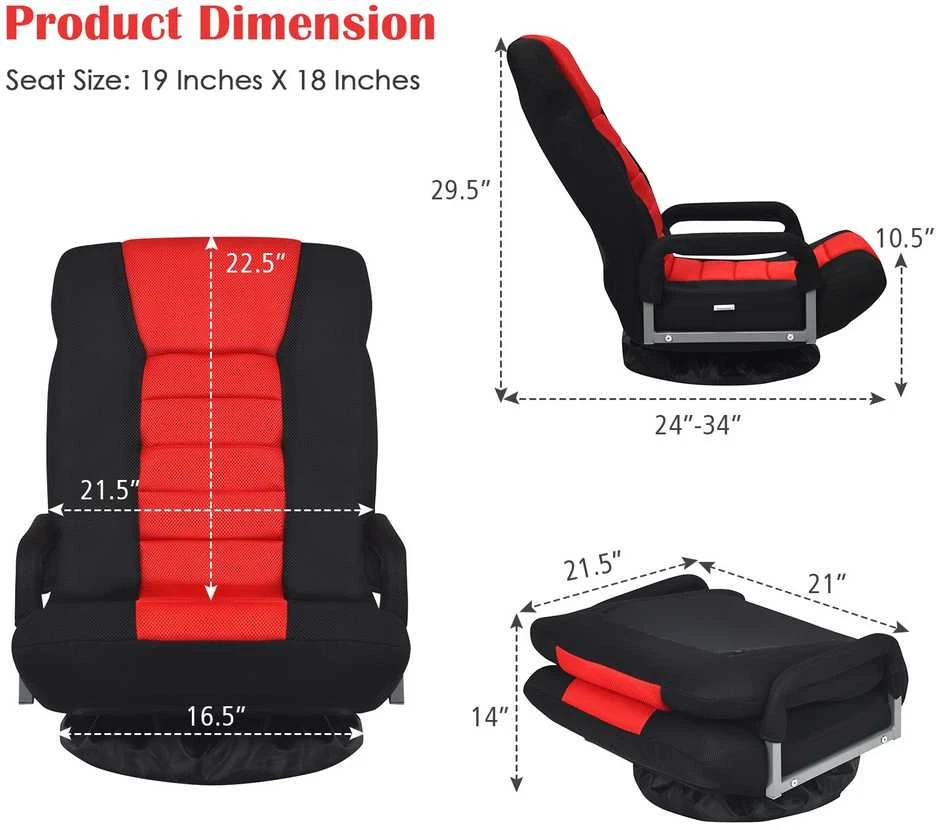 Promotions Žaidimų grindų kėdė, 54.6x61x86.4 cm, Pilka