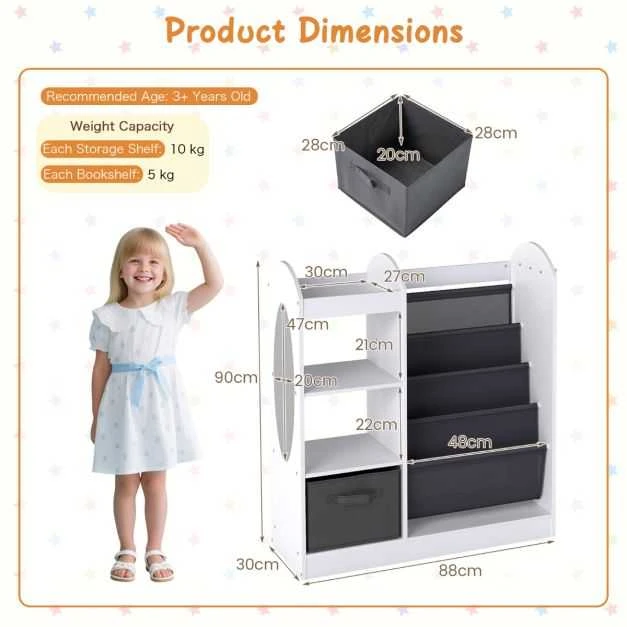 Promotions Žaislų laikymo organizatorius, 87,5x30x90 cm, balta, MDF
