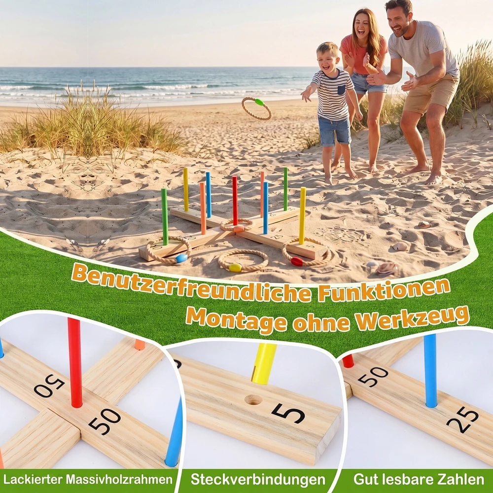 Promotions Žiedų mėtymo žaidimas 5 virviniai žiedai 50x50x14 cm spalvotas