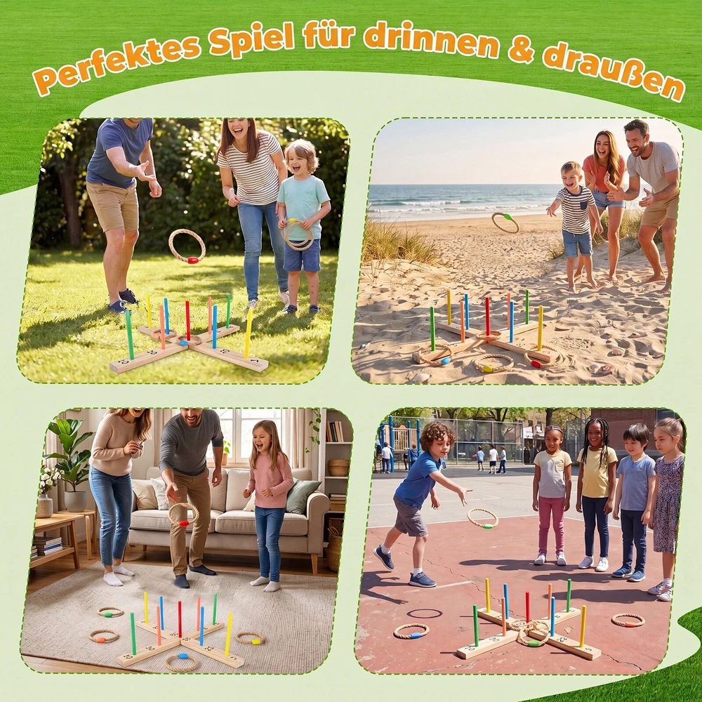 Promotions Žiedų mėtymo žaidimas 5 virviniai žiedai 50x50x14 cm spalvotas
