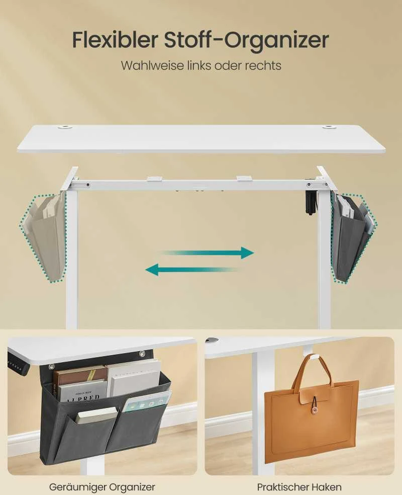 Songmics Reguliuojamo aukščio elektrinis stalas 60 x 140 x (72-120) cm