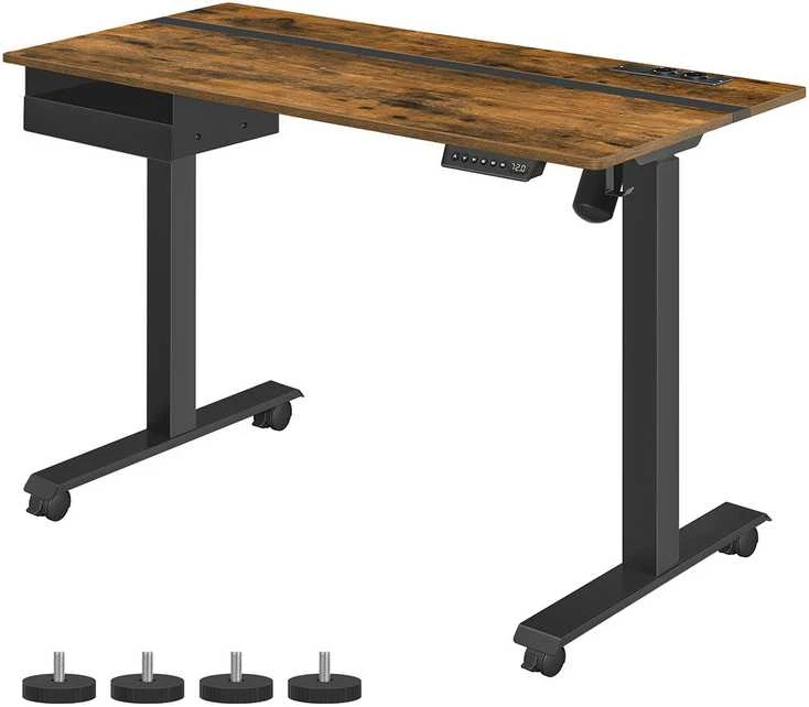 Songmics Vasagle Reguliuojamo aukščio rašomasis stalas 60 x 120 cm vintage rudai juodas