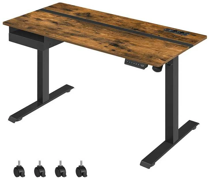 Songmics Vasagle Reguliuojamo aukščio rašomasis stalas 60 x 140 cm vintage rudai juodas
