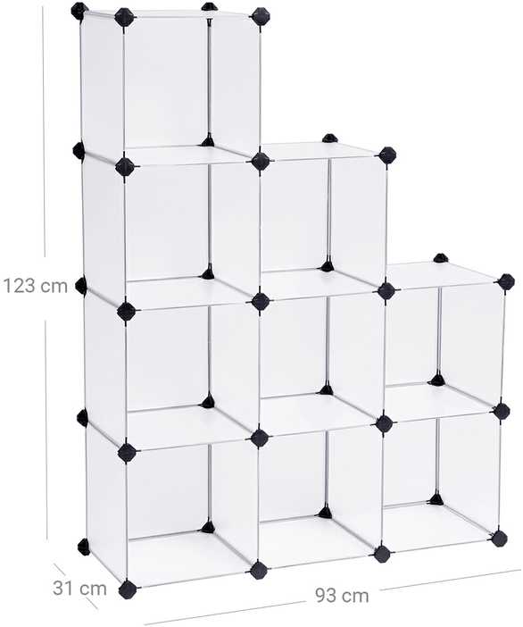 SONGMICS modulinė plastikinė lentyna su 9 lentynomis 93 x 31 x 123 cm LPC115S