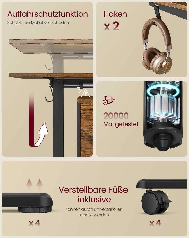 Vasagle Elektrinis reguliuojamo aukščio stalas be stalviršio