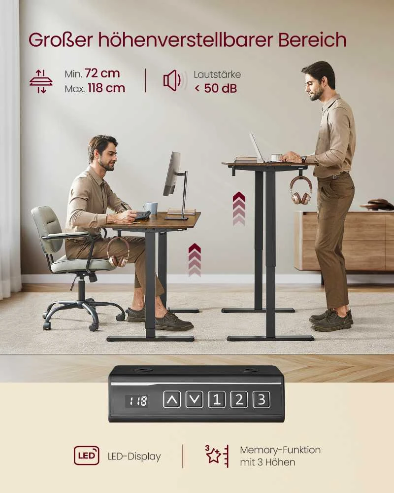 Vasagle Elektrinis reguliuojamo aukščio stalas be stalviršio
