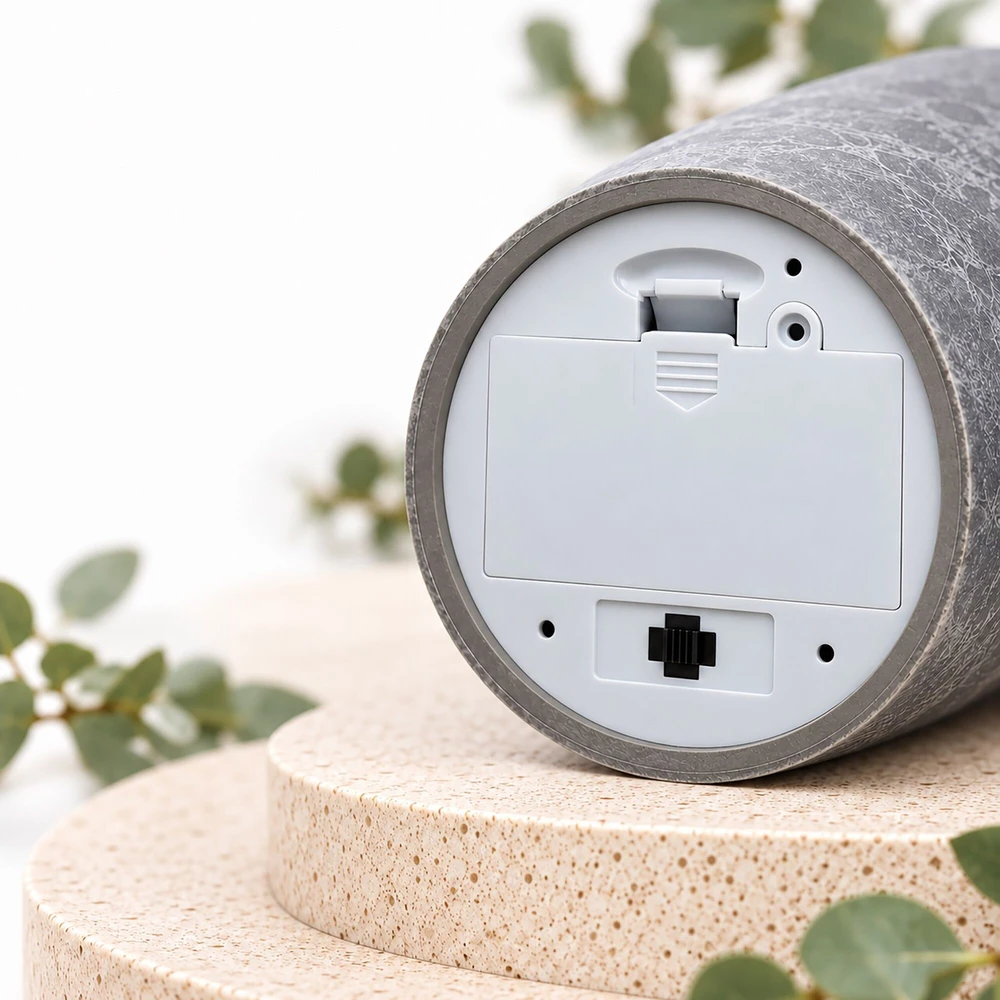 Relaxdays 4 LED žvakių rinkinys, betono imitacijos apdaila, mirganti liepsna, su laikmačiu, pilkas plastikas