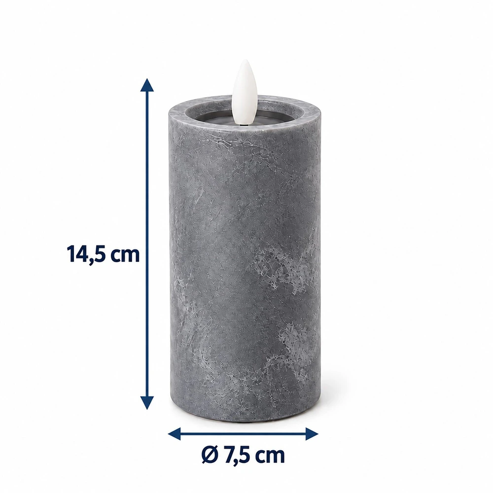 Relaxdays 4 LED žvakių rinkinys, betono imitacijos apdaila, mirganti liepsna, su laikmačiu, pilkas plastikas