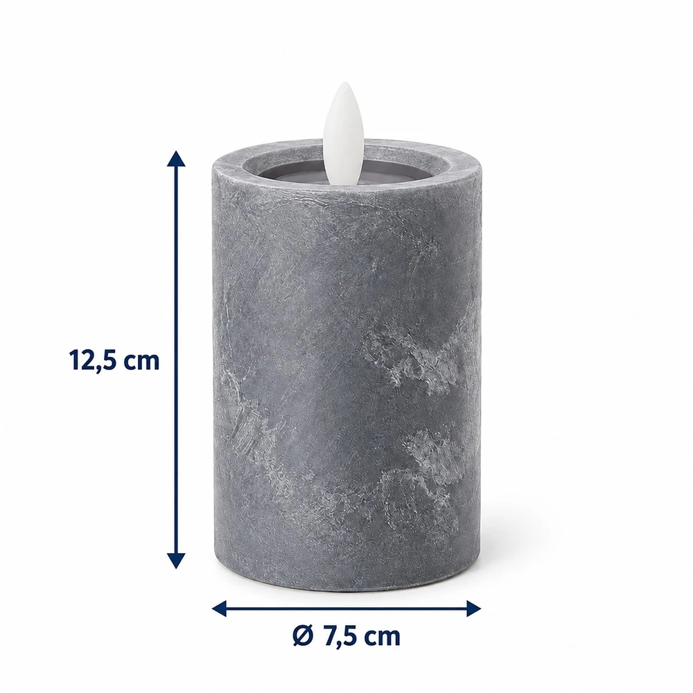 Relaxdays 4 LED žvakių rinkinys, betono imitacijos apdaila, mirganti liepsna, su laikmačiu, pilkas plastikas