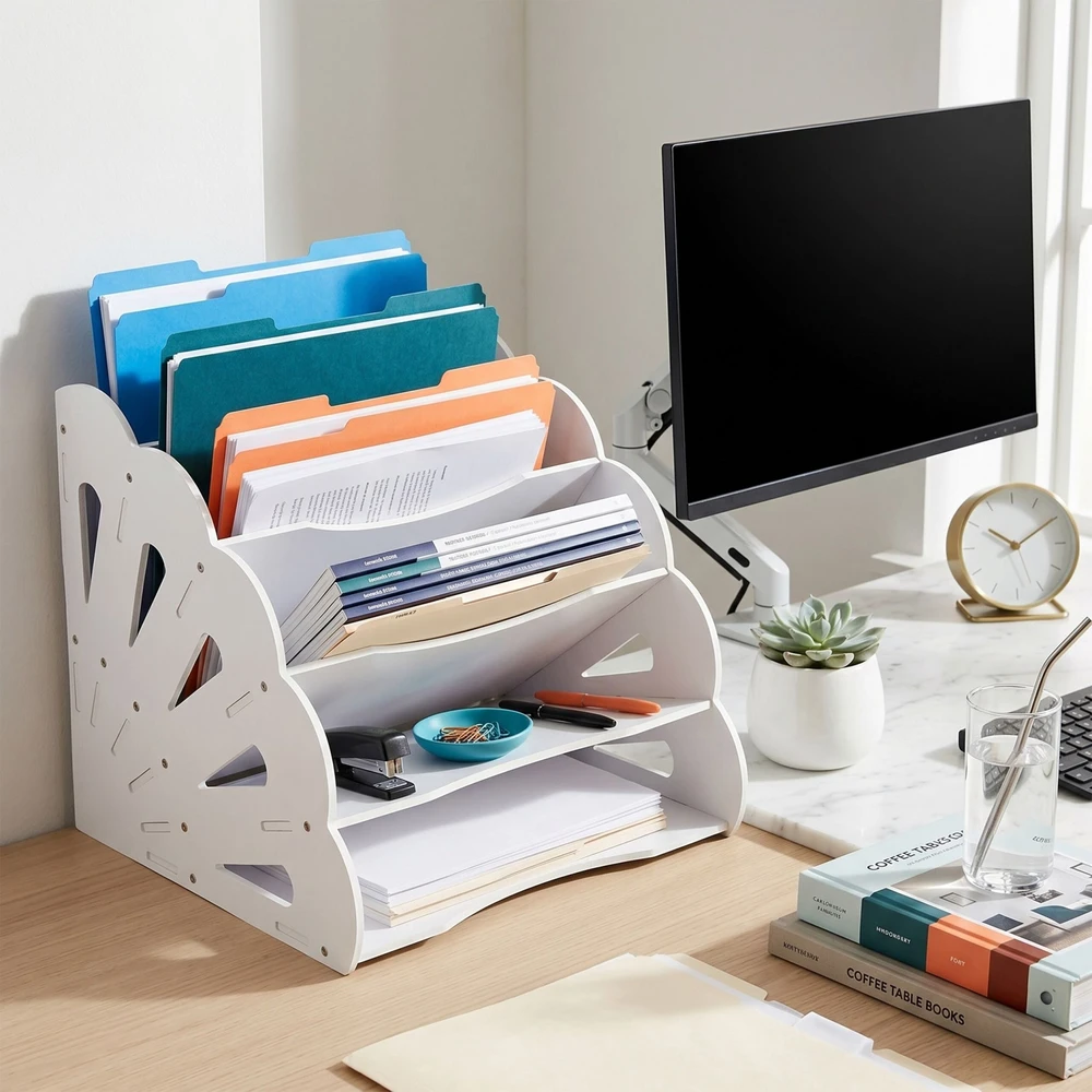 Relaxdays A4 MDF rašomojo stalo organizatorius, 5 skyreliai
