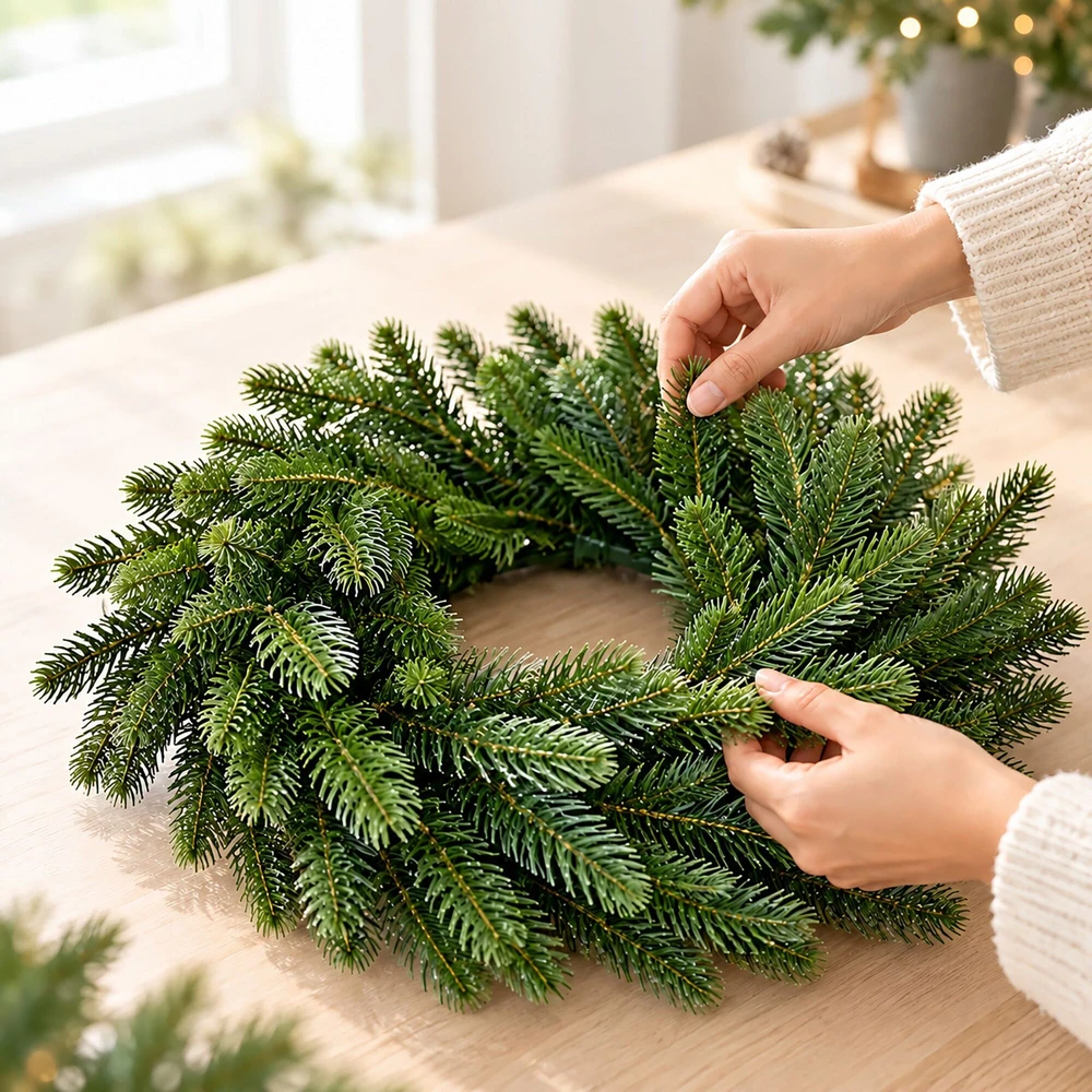 Relaxdays Advento vainikas iš liejamo plastiko, žalias, skersmuo 30, 40 arba 60 cm