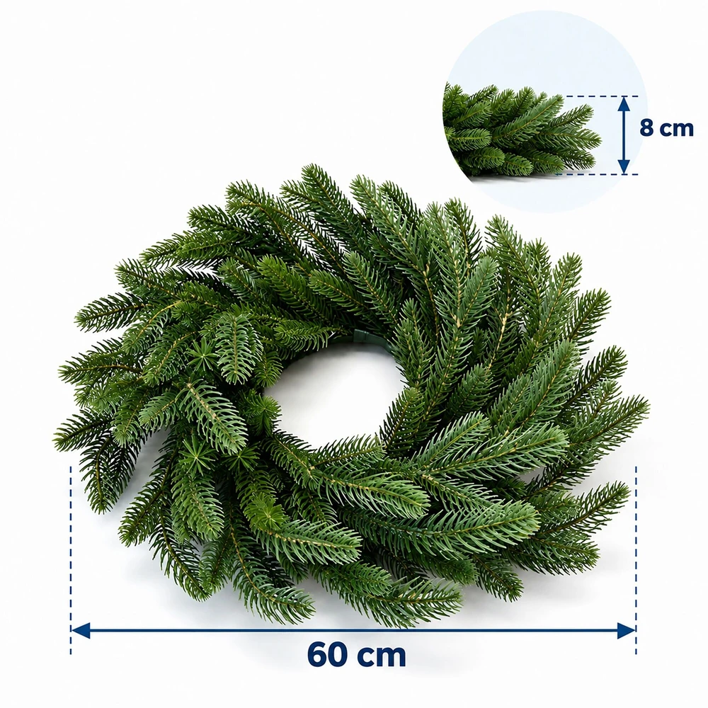 Relaxdays Advento vainikas iš liejamo plastiko, žalias, skersmuo 30, 40 arba 60 cm