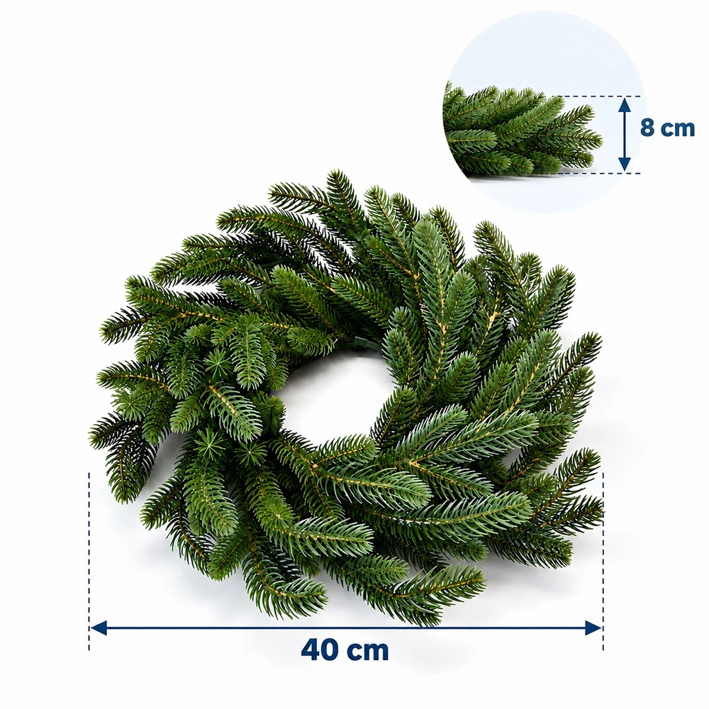 Relaxdays Advento vainikas iš liejamo plastiko, žalias, skersmuo 30, 40 arba 60 cm