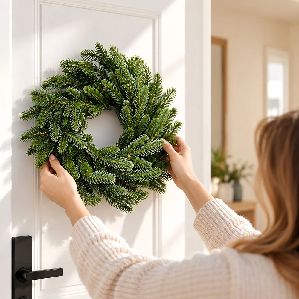 Relaxdays Advento vainikas iš liejamo plastiko, žalias, skersmuo 30, 40 arba 60 cm