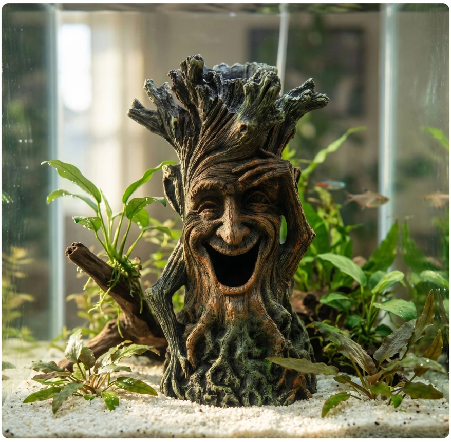 Relaxdays Dekoratyvinis akvariumo medis su veidu