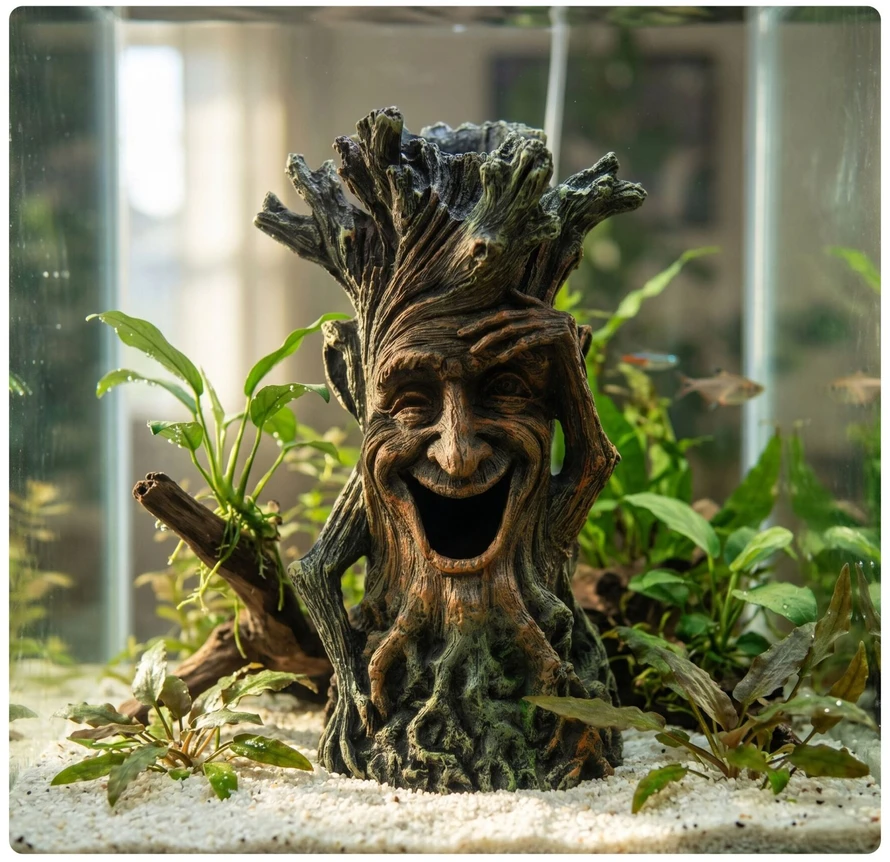 Relaxdays Dekoratyvinis akvariumo medis su veidu