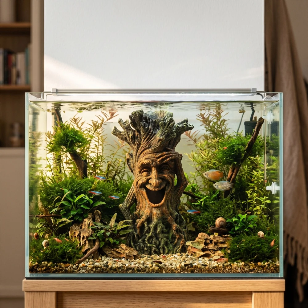 Relaxdays Dekoratyvinis akvariumo medis su veidu