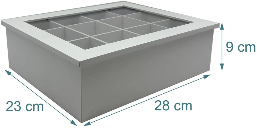 Relaxdays Arbatų dėžutė, 8x28x23 cm, Balta, Bambukas
