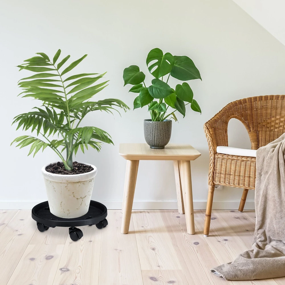 Relaxdays 2 didelių augalų padėklų ant ratukų rinkinys