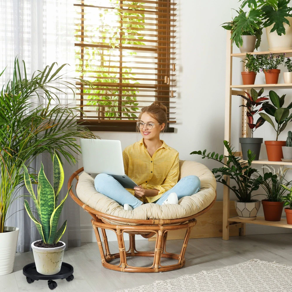 Relaxdays 2 didelių augalų padėklų ant ratukų rinkinys
