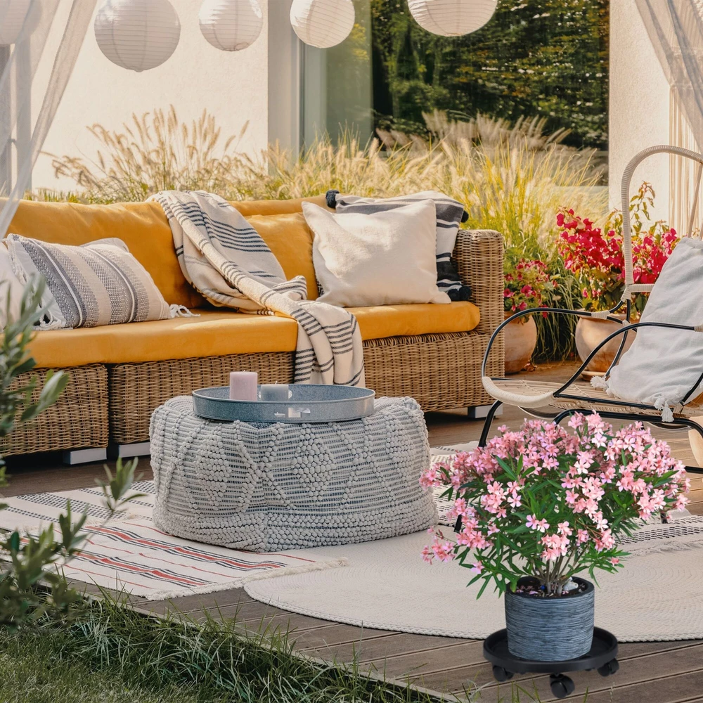 Relaxdays 2 didelių augalų padėklų ant ratukų rinkinys