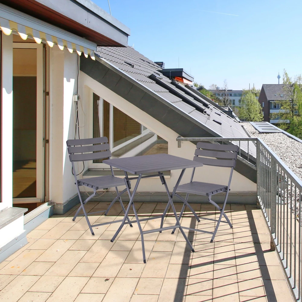 Lauko baldų komplektas Relaxdays 3 dalių balkoninių baldų komplektas, medžio imitacija
