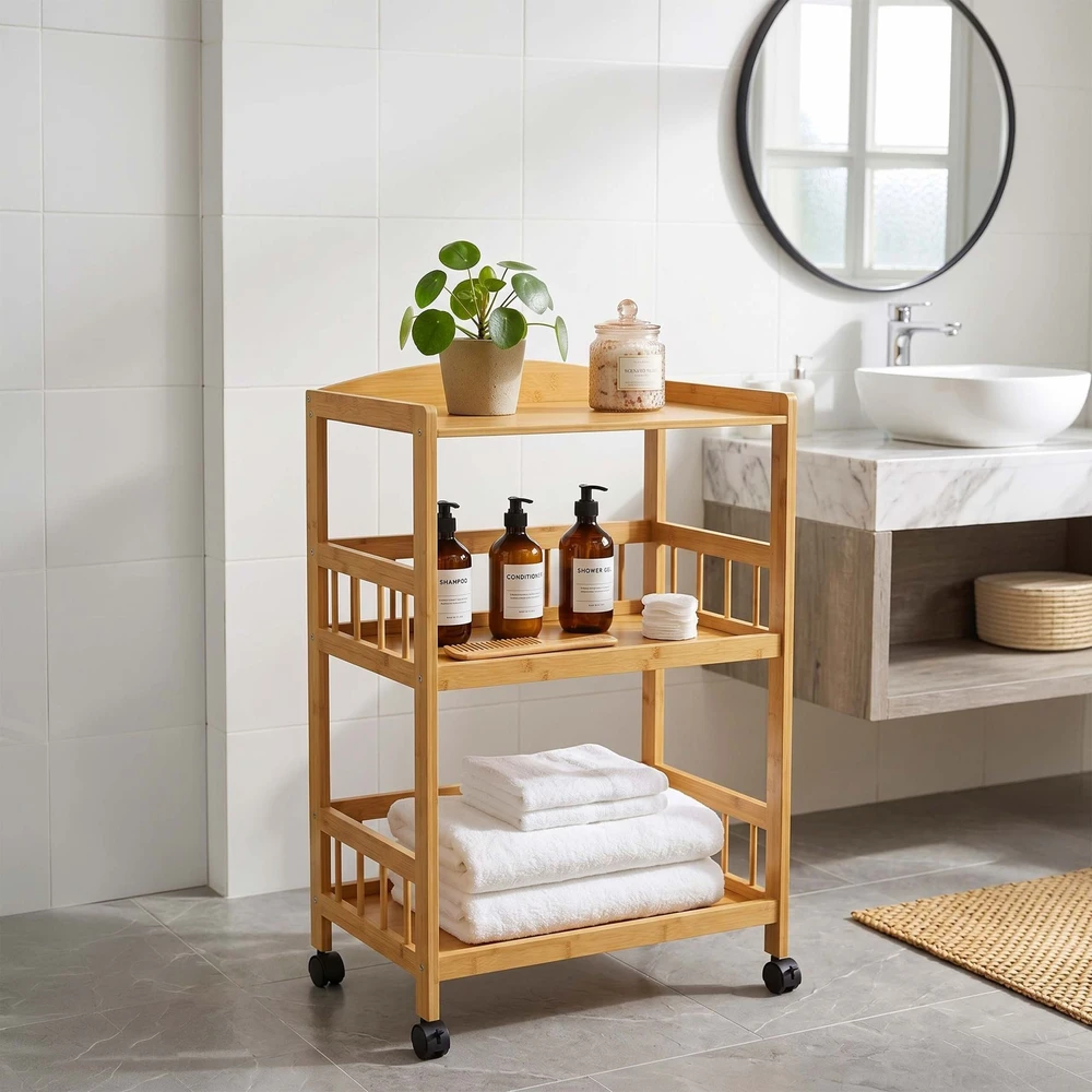 Relaxdays Bambukinis aptarnavimo vežimėlis