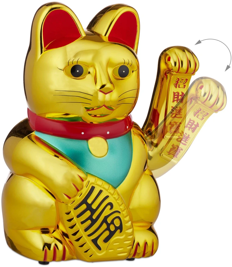 Relaxdays Auksinė XL mojuojanti Maneki Neko katė