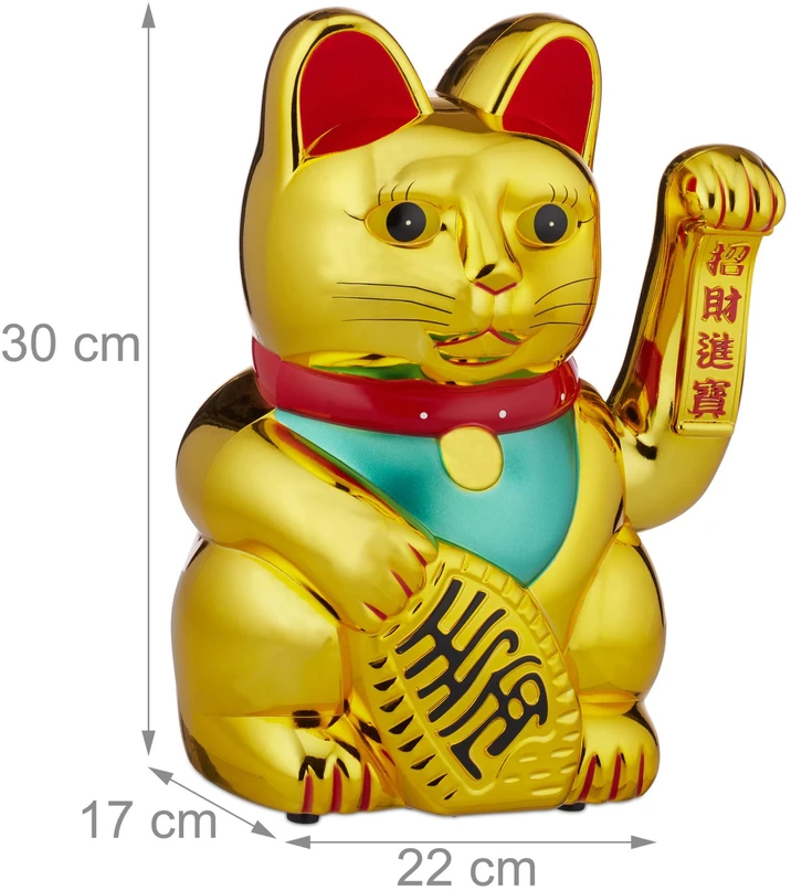 Relaxdays Auksinė XL mojuojanti Maneki Neko katė