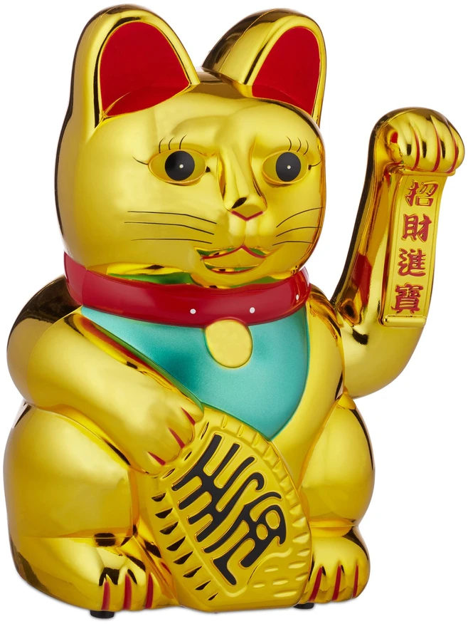 Relaxdays Auksinė XL mojuojanti Maneki Neko katė