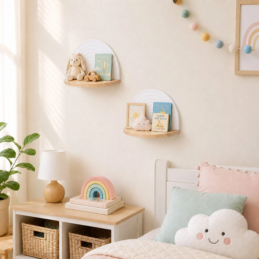 Relaxdays Boho stiliaus sieninės lentynos x2