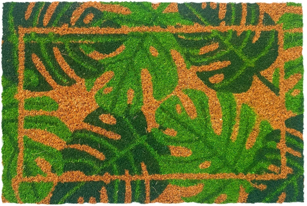 Relaxdays Kokosinis durų kilimėlis, augalai, 60x40 cm
