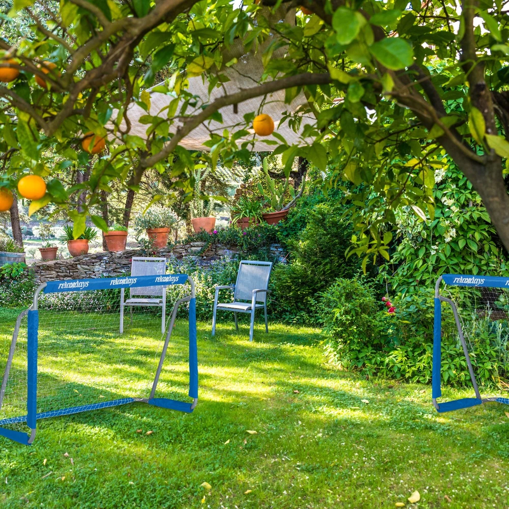 Relaxdays 2 mėlynų futbolo vartų rinkinys