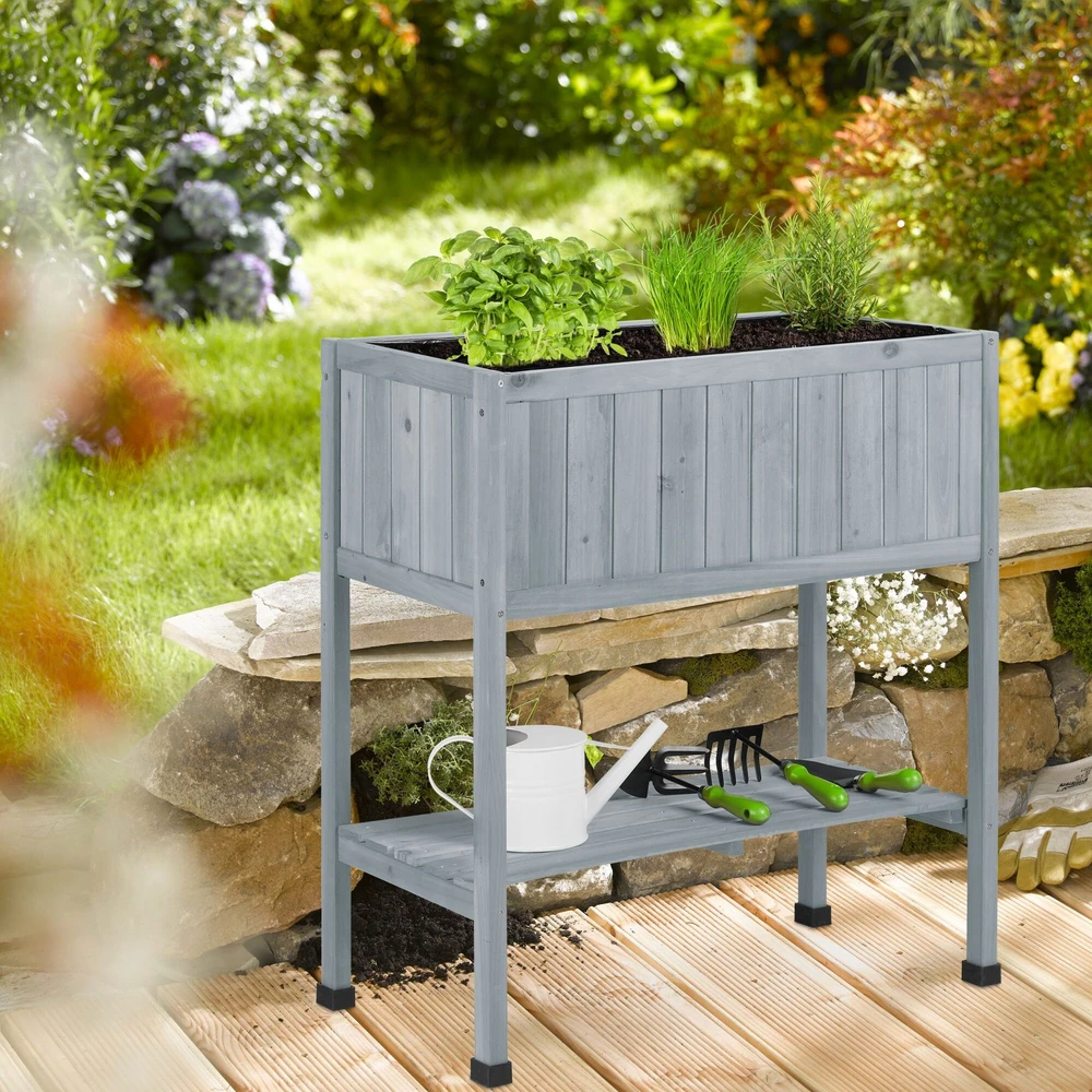 Relaxdays Pakelta medinė sodinimo dėžė