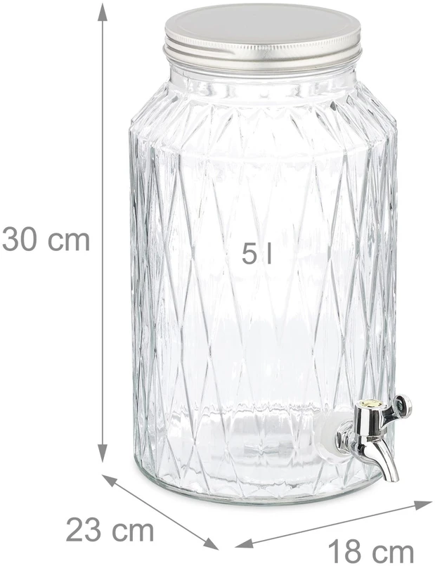 Gertuvė Relaxdays 5 l gėrimų dozatorius su deimantiniu dizainu