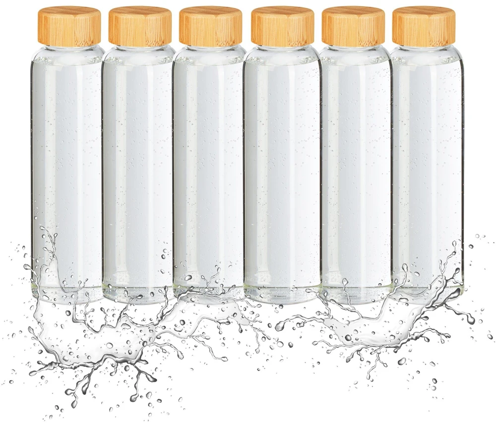 Relaxdays 6x gertuvė su bambukiniu dangteliu 500 ml