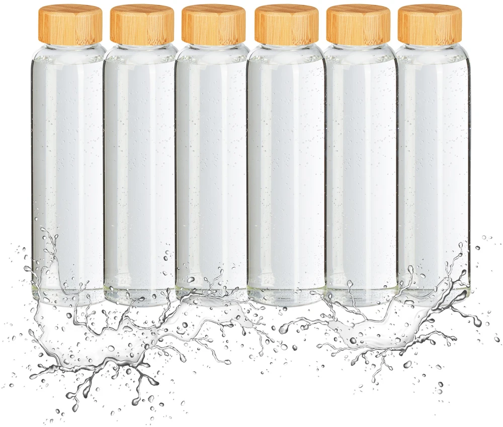 Relaxdays 6x gertuvė su bambukiniu dangteliu 500 ml