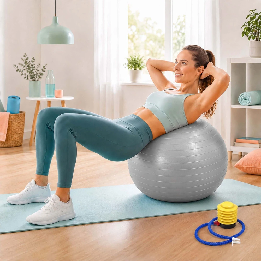 Relaxdays Gimnastikos kamuolys su pompa, PVC