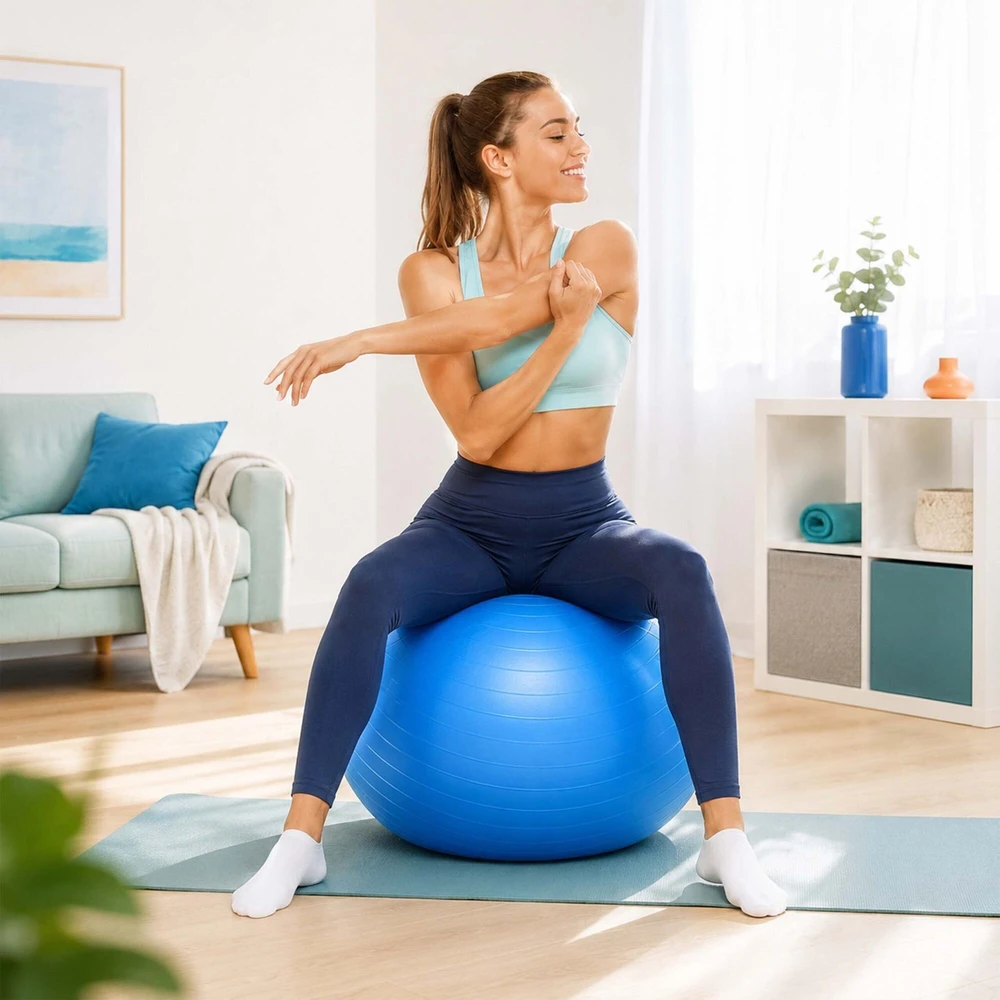 Relaxdays Gimnastikos kamuolys su pompa, PVC