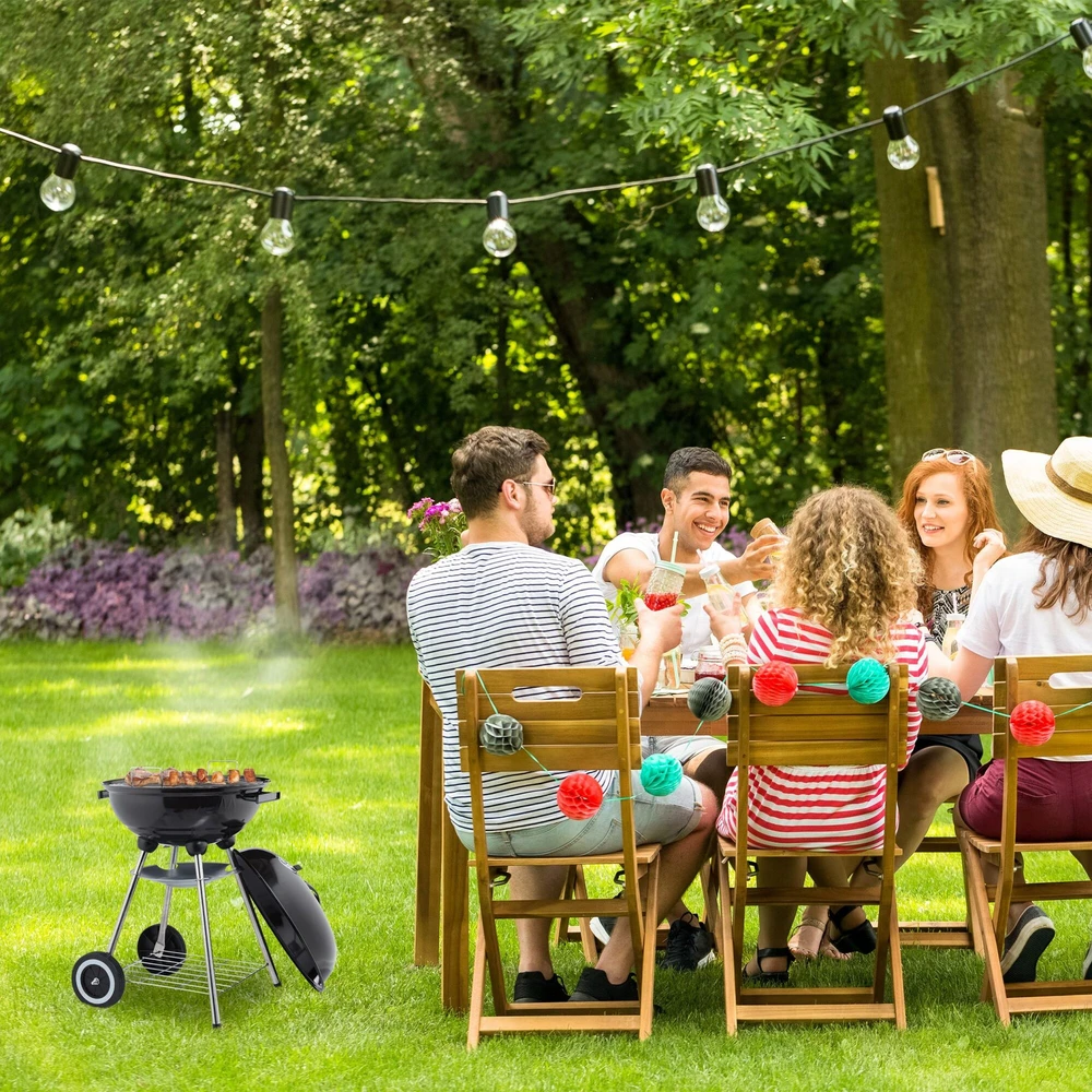 Relaxdays Plieninis grilis su dangčiu ir lentynėle