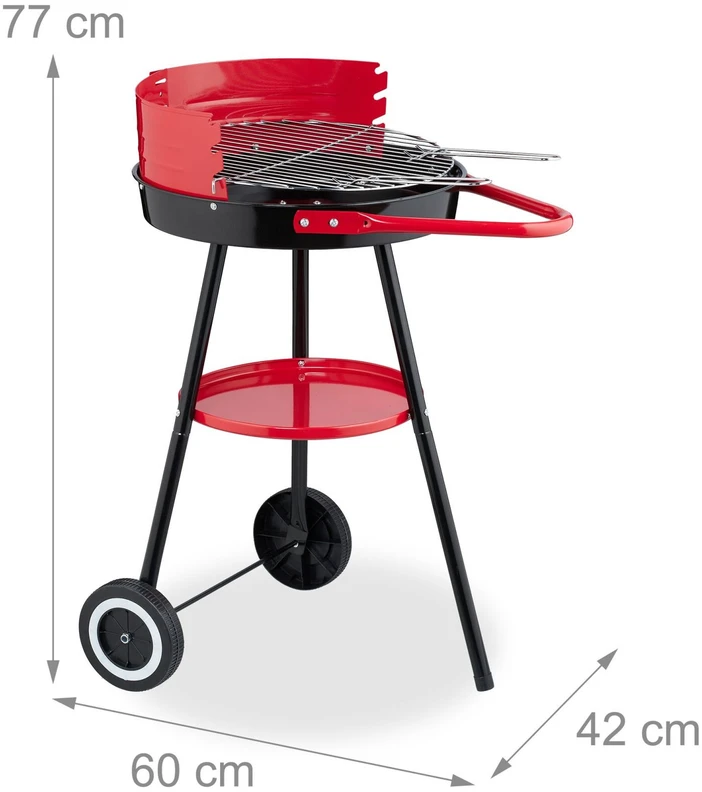 Relaxdays Anglinė kepsninė su ratukais Ø 42 cm