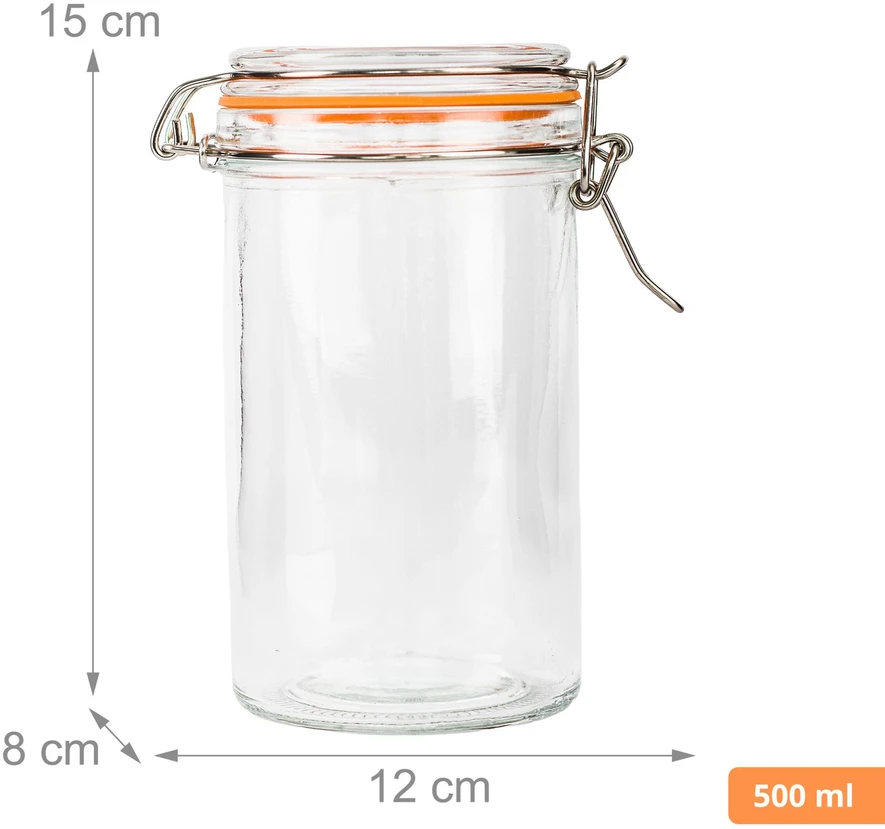 Relaxdays 6 konservavimo stiklainių rinkinys, 500 ml