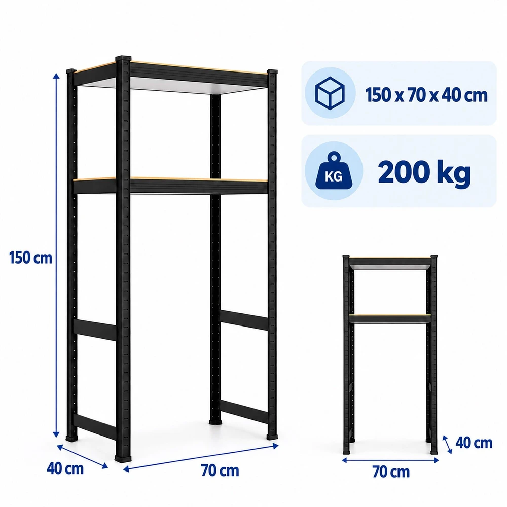 Relaxdays Juoda skalbimo mašinos lentyna, plienas ir MDF, iki 200 kg