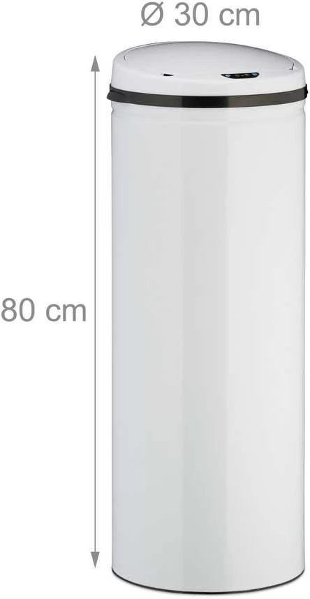 Relaxdays Baltas 50L jutiklinis šiukšliadėžės kibiras