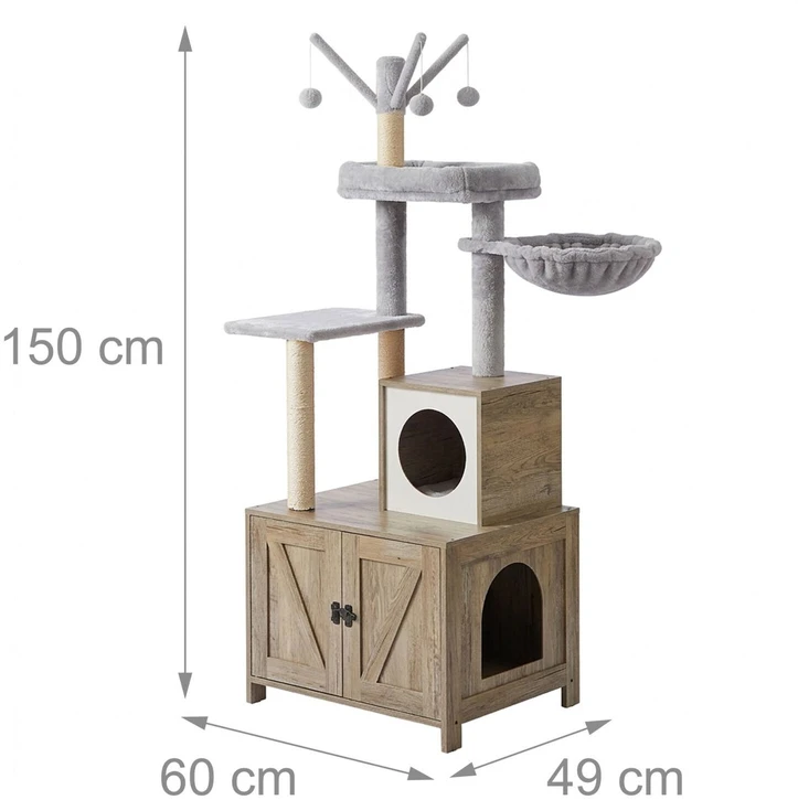 Relaxdays Kačių medis su kraiko spintele, 150 cm