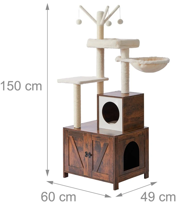 Relaxdays Kačių medis su kraiko spintele 150 cm