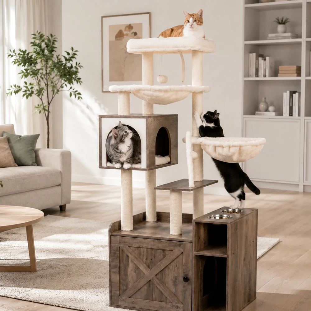 Relaxdays Kačių medis su kraiko spintelė
