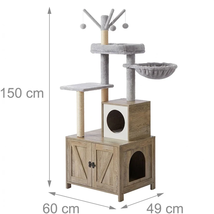 Relaxdays Kačių medis su kraiko spintele, 150 cm